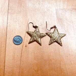 Gold Glitter Star Earrings